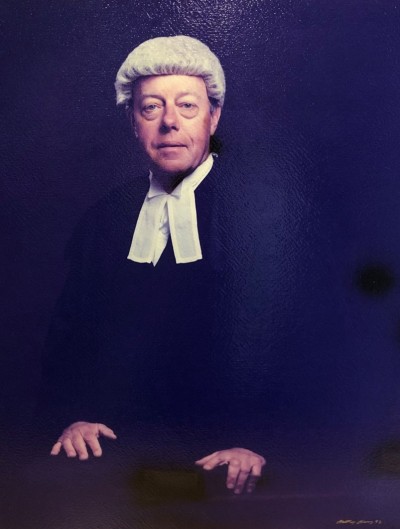 Image of a young Sir John Henry in wig and gown